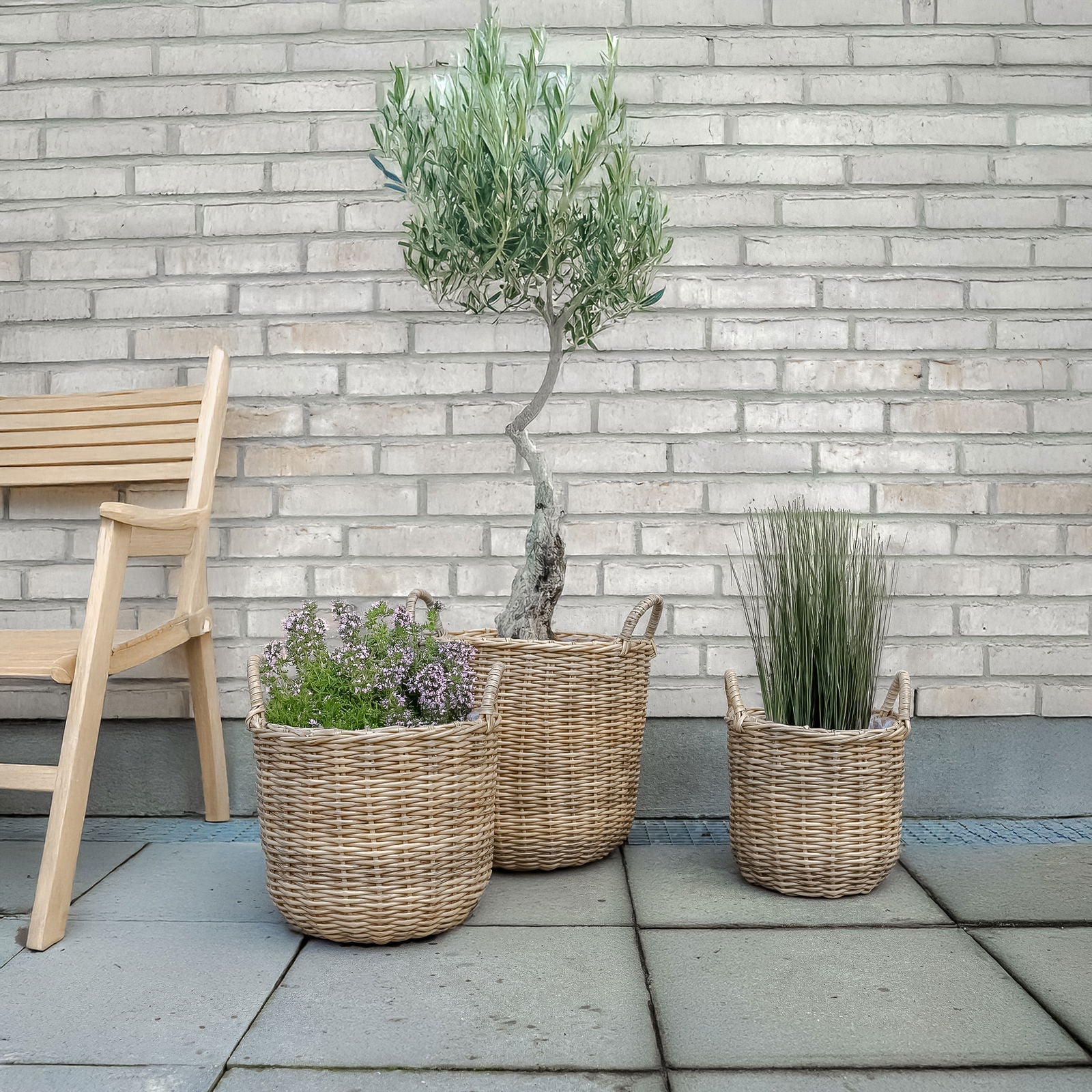 Rattan plantekurve i natur - 3 stk
