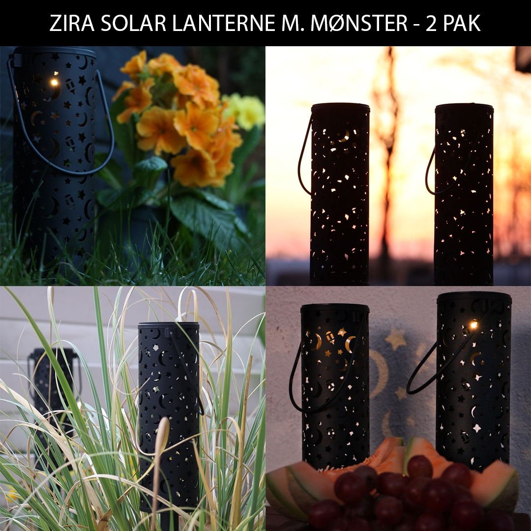 Zira solar lanterne m. mønster - 2 pak