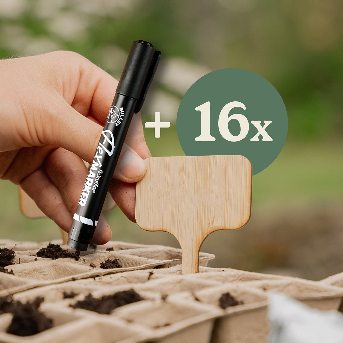 16 stk. bambus planteskilte m/tusch