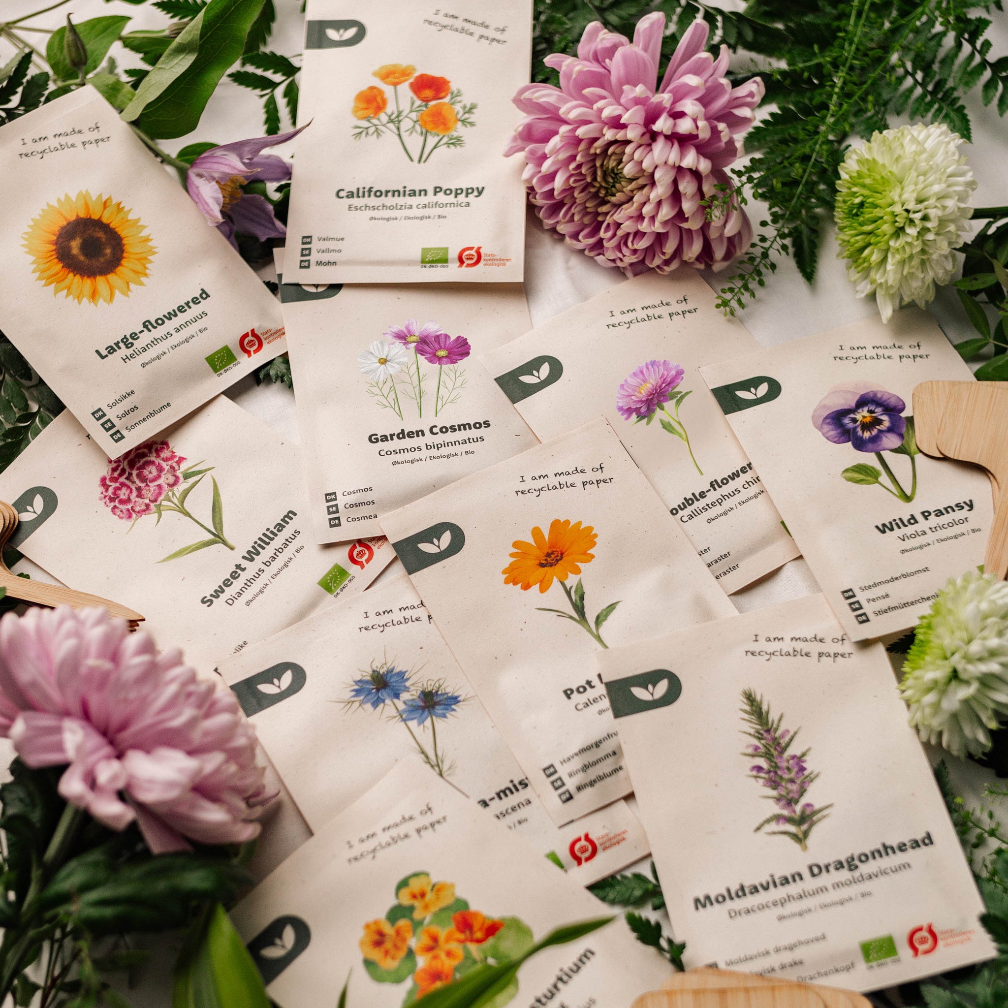 Blomsterpakken til Mors Dag - 10 poser Økologiske frø